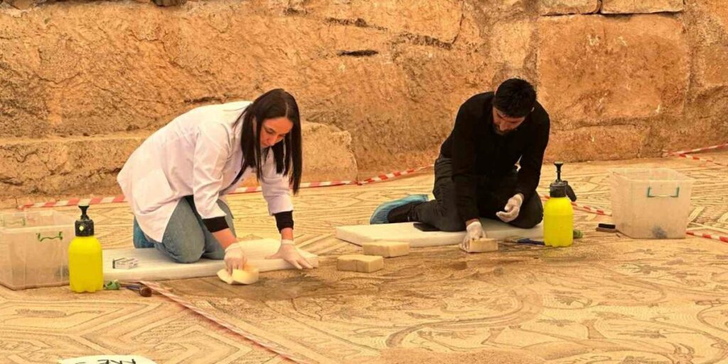 ‘Cennet Bahçesi’ mozaiğinde restorasyon ve konservasyon başladı