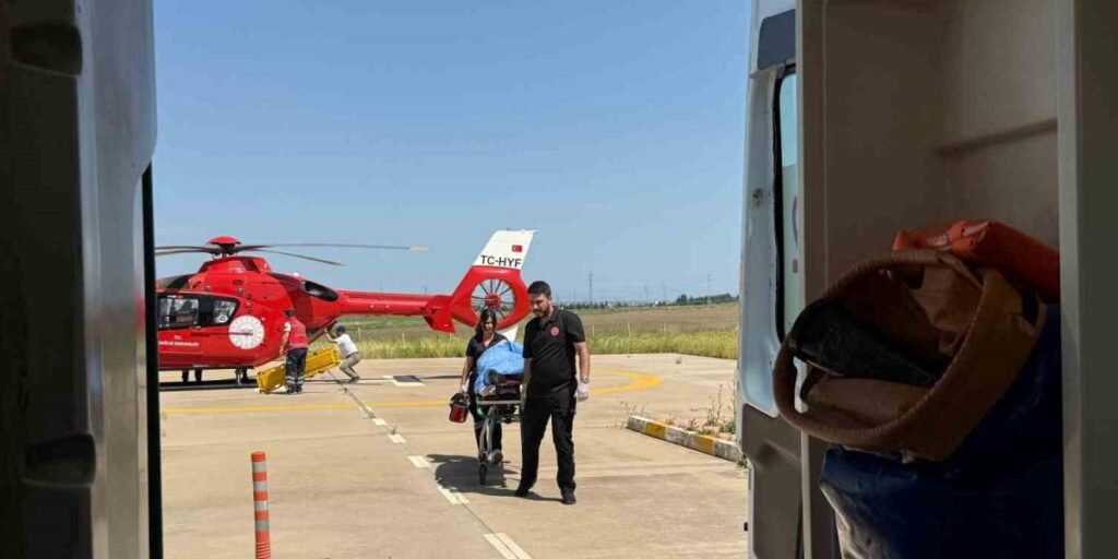 Diyarbakır’da ağaçtan düşen şahıs helikopterle hastaneye nakledildi