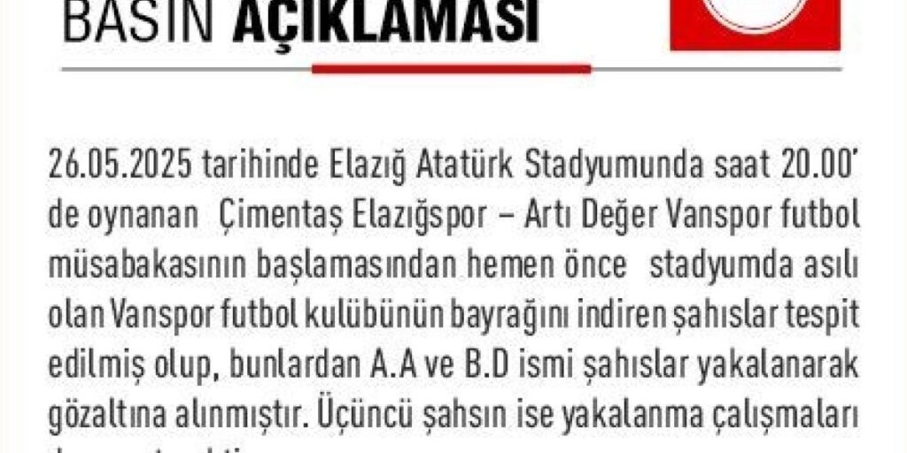 Elazığspor-Vanspor maçında hakeme musluk atan şahıs yakalandı