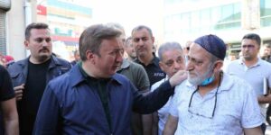 Vali Aydoğdu, Buğday Meydanı esnafına geçmiş olsun dileklerini iletti