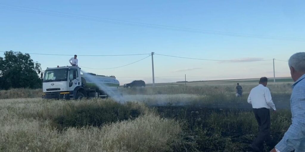 Adilcevaz’da tarlada çıkan yangın korkuttu