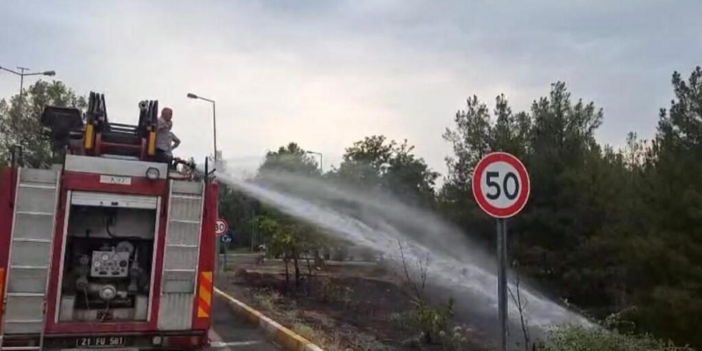 Dicle Üniversitesi’ndeki örtü yangını söndürüldü