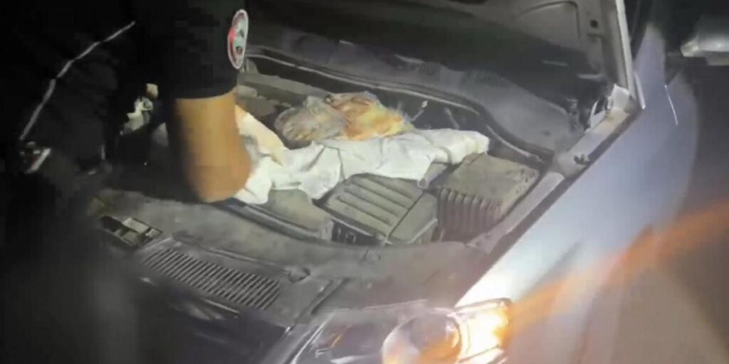 Polis uygulamasına takılan otomobilin kaputundan 2 adet kalaşnikof silah ele geçirildi