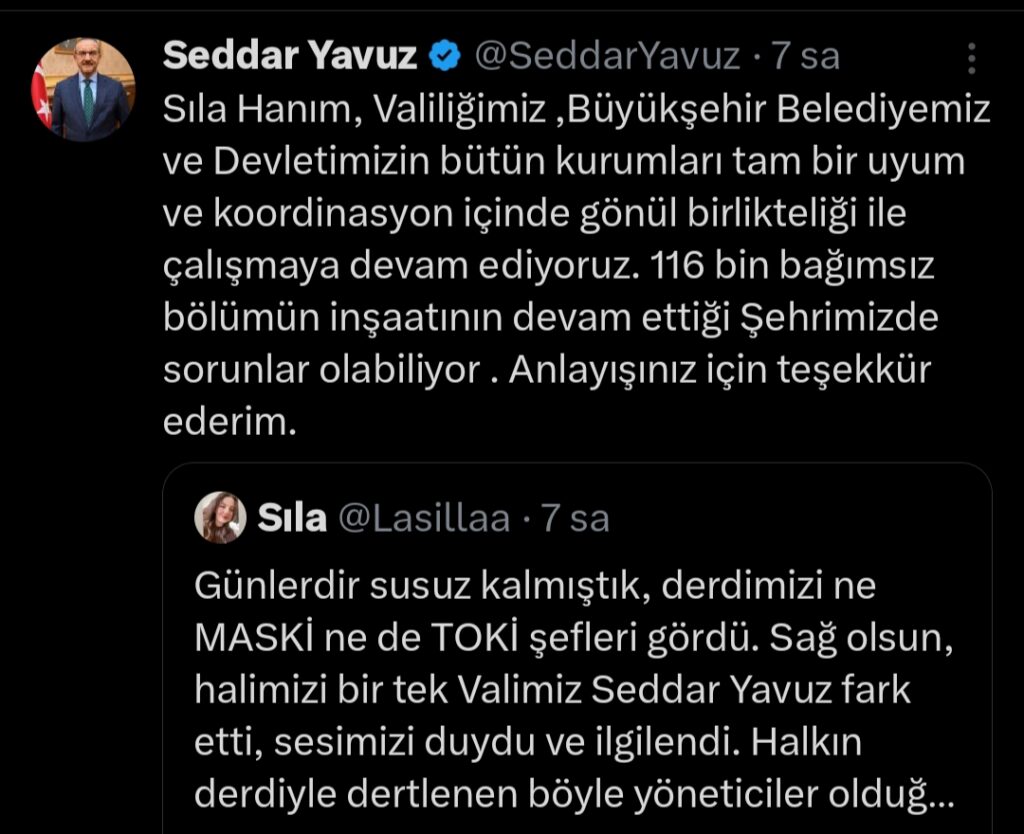 Malatya Valisi Seddar Yavuz, sosyal medya üzerinden vatandaşların sorunlarını çözüyor