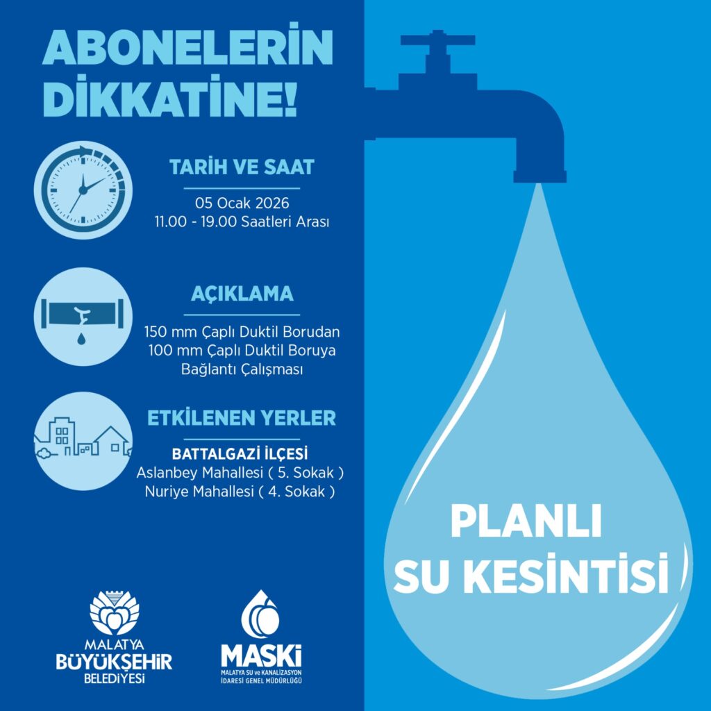 İki Mahallede 8 Saatlik Su Kesintisi olacak