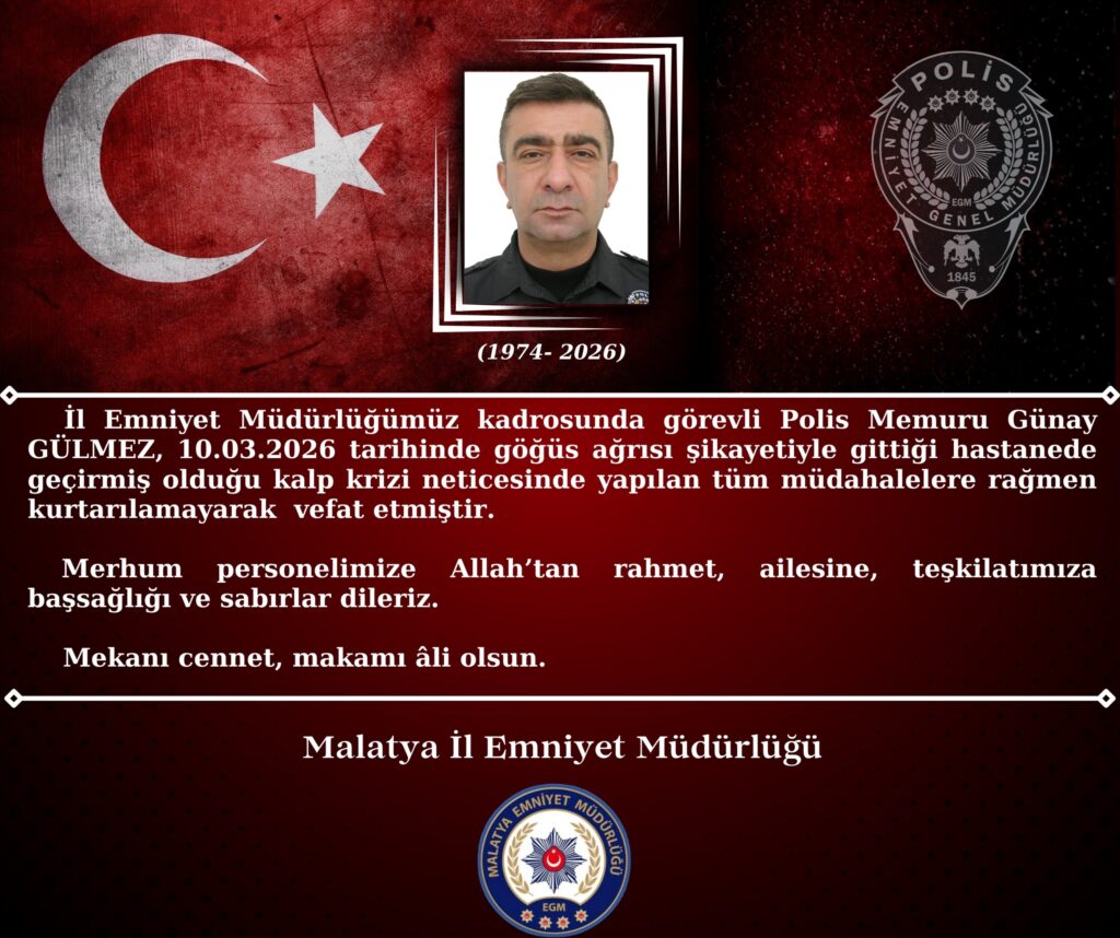 Malatya’da Görevli Polis Memuru Kalbine Yenik Düştü