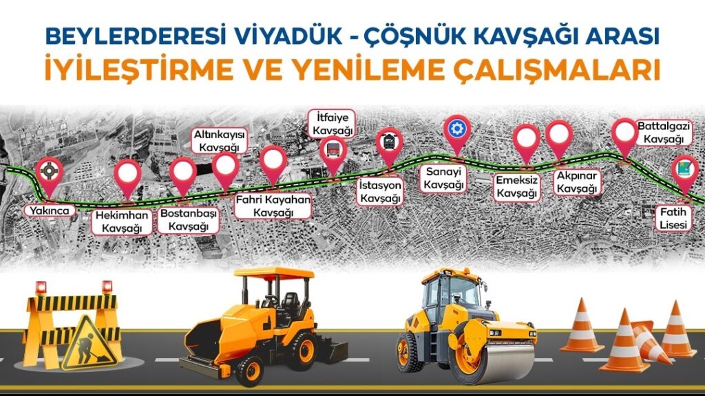 Beylerderesi İle Çöşnük Arasında Yol Yenileme Başlıyor