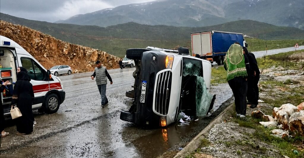 Doğanşehir’de Yolcu Minibüsü Yan Yattı: 12 Kişi Yaralandı